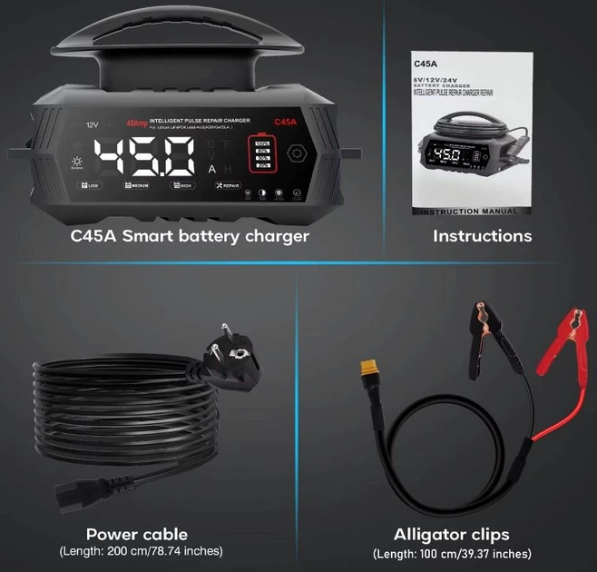 Импульсное зарядное устройство HTRC C45 ток 6V/12V/24V для свинцово-кислотных AGM и GEL аккумуляторов - изображение 7