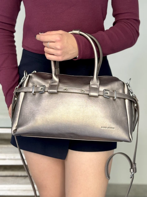 Стильна жіноча сумка з екошкіри David Jones CM7699 - бронзовий металік - изображение 2