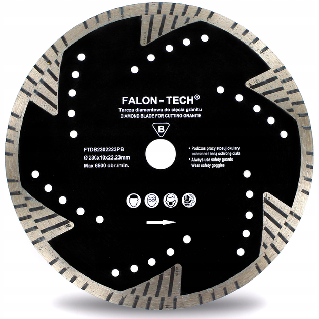 Алмазный диск для резки гранита 230/22.23 PROFI Falon-Tech FTDB2302223PB - изображение 2