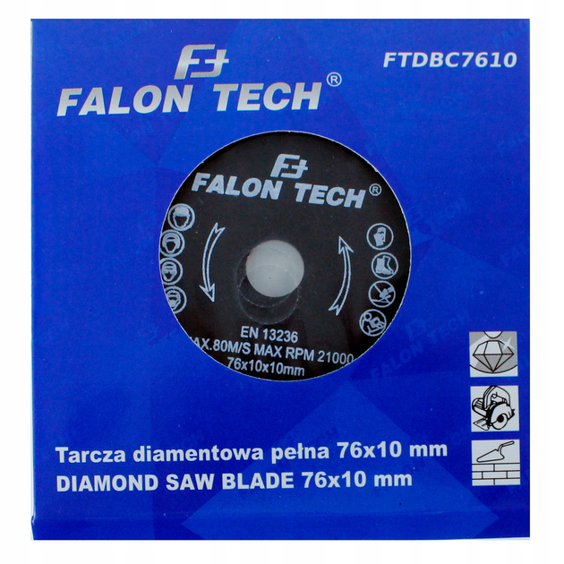 Алмазный диск для керамики 76x10x10 Falon-Tech FTDBC7610 - изображение 2