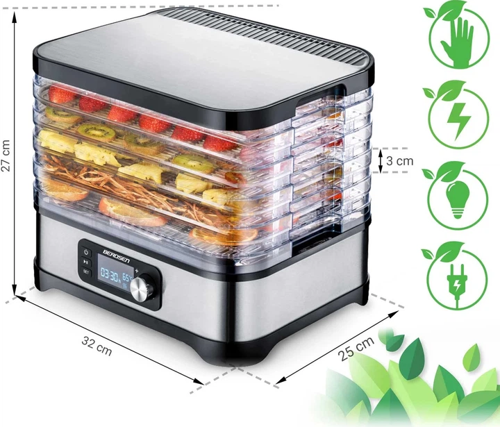 Сушарка для овочів і фруктів Berdsen BD-690 Срібляста - зображення 7