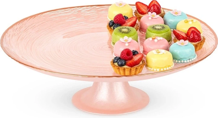 Підставка для торта Home & Styling Collection на ніжці скляна рожева 28 см (8721037510615) - зображення 2