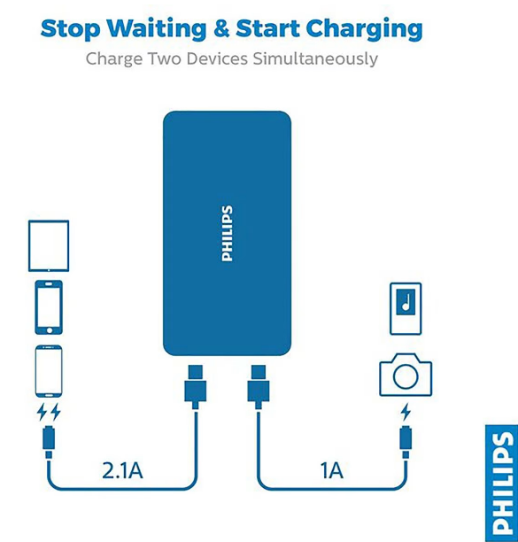 Philips Power Bank 20000mAh (DLP1720CV) Deep Blue - Фото 5 Philips Power Bank 20000mAh (DLP1720CV) Deep Blue - зображення 5