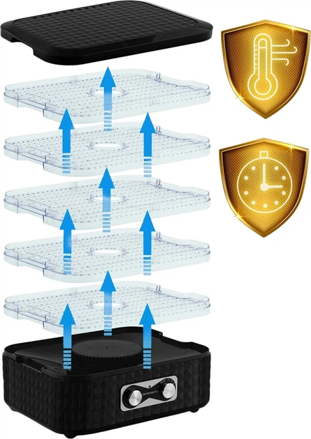 Сушарка для овочів і фруктів Berdsen BD-692 Чорна - зображення 7