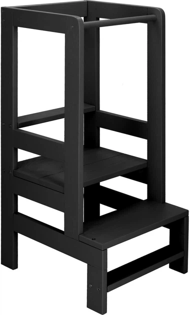 Podest kuchenny Springos dla dzieci 3-poziomowy 90 cm Czarny (5907719489407) - obraz 1