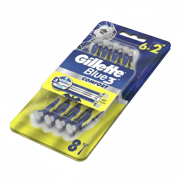 Бритвы одноразовые мужские для бритья Gillette Blue 3 Comfort, 6+2 шт - Фото 1 Бритвы одноразовые мужские для бритья Gillette Blue 3 Comfort, 6+2 шт - изображение 1