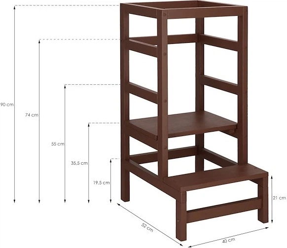 Podest kuchenny Springos dla dzieci 4-poziomowy 90 cm Brązowy (5907719420561) - obraz 8
