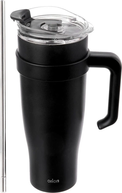 Kubek termiczny Orion z uchwytem stalowy Czarny 1.2 l (8592381223557) - obraz 2