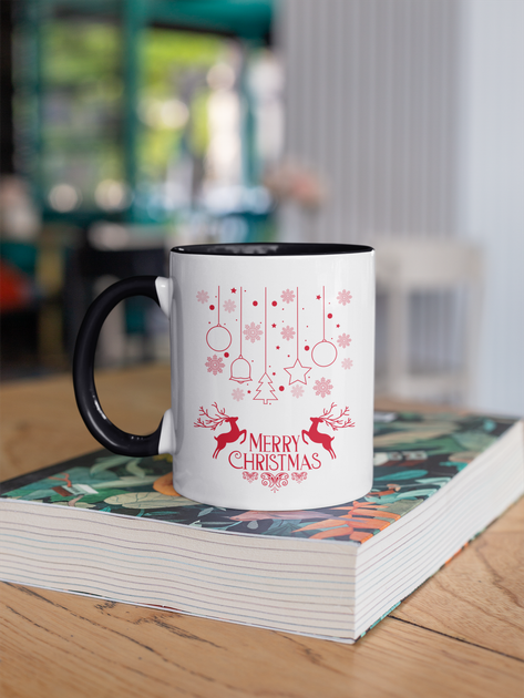 Чашка керамічна Merry Christmas 330мл Чорна ручка kr0203-BL - изображение 3