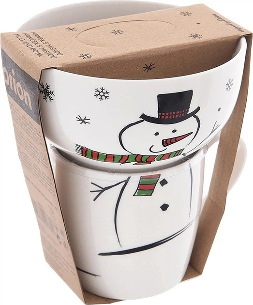 Набір чашка з мисочкою Orion для дітей порцеляновий Сніговик 2 предмети (8592381206369) - зображення 4