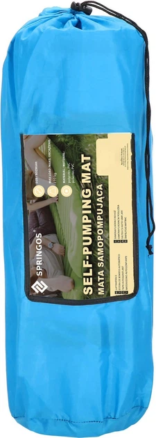 Килимок самонадувний Springos з подушкою та чохлом 186 см Синій PM036 (5907719430911) - зображення 6