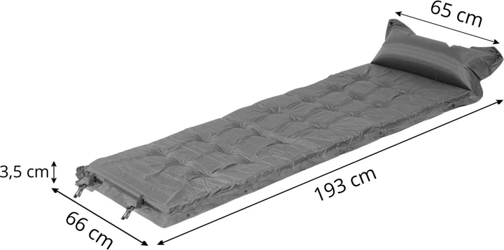 Килимок самонадувний Springos з подушкою та чохлом 193 см Сірий PM053 (5907719497839) - зображення 9