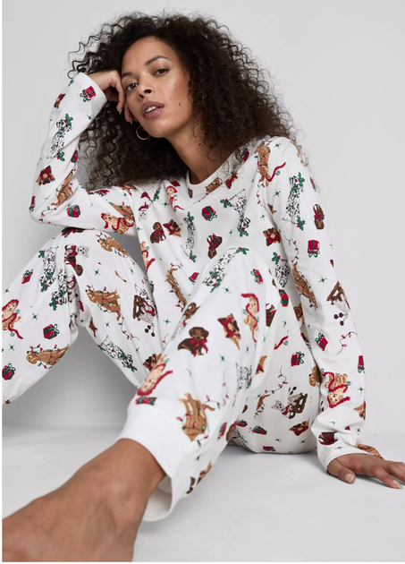 Бавовняні піжамні штани Primark Cotton Dog Print Family Christmas XL для дому та сну Білий (8551) - Фото 3 Бавовняні піжамні штани Primark Cotton Dog Print Family Christmas XL для дому та сну Білий (8551) - зображення 3