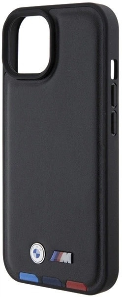 Etui plecki BMW Leather Stamp Tricolor do Apple iPhone 15 Black (3666339143343) - obraz 5
