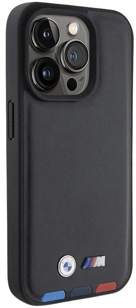 Etui plecki BMW Leather Stamp Tricolor do Apple iPhone 15 Pro Black (3666339143367) - obraz 4