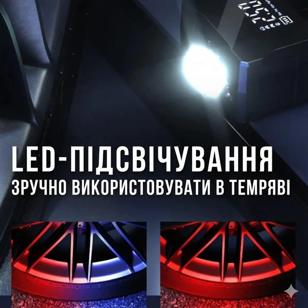 Автомобильный аккумуляторный компрессор М 007 портативный насос насадки для накачивания LED фонарик цифровой манометр автономная работа - изображение 4