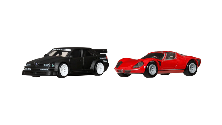Машинка Premium 2шт Hot Wheels Alfa Romeo 155 V6 TI / '69 Alfa Romeo 33 Stradale 2-Packs 1:64 JBK95 Black - изображение 2