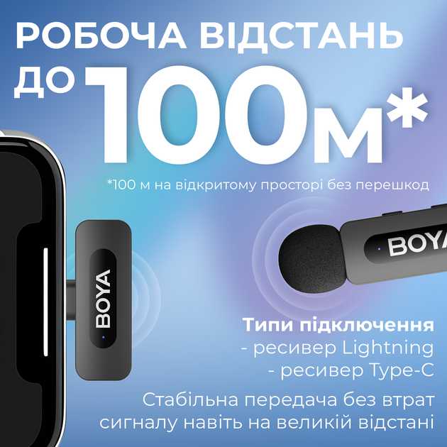 Беспроводной петличный микрофон Boya BY-V3 combo Type-C/Lightning Black - изображение 8