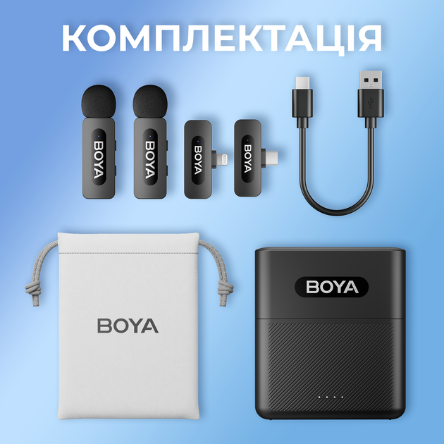 Беспроводной петличный микрофон Boya BY-V3 combo Type-C/Lightning Black - изображение 16