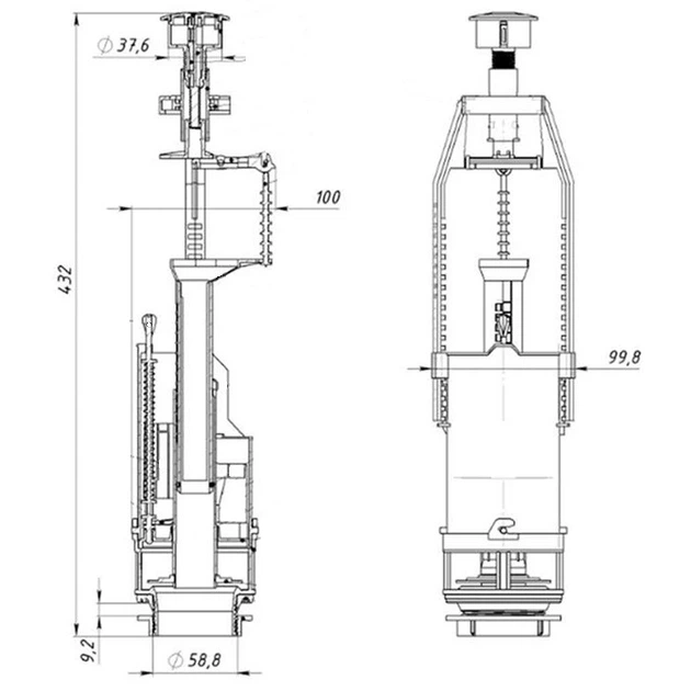 Арматура спускная Zerix AS-02 с двумя режимами слива (кнопка хромированная) (ZX5088) - Фото 2 Арматура спускная Zerix AS-02 с двумя режимами слива (кнопка хромированная) (ZX5088) - изображение 2