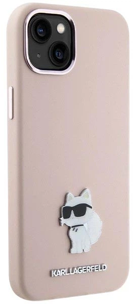 Панель Karl Lagerfeld Silicone Choupette Metal Pin для Apple iPhone 15 Pink (3666339166243) - зображення 4