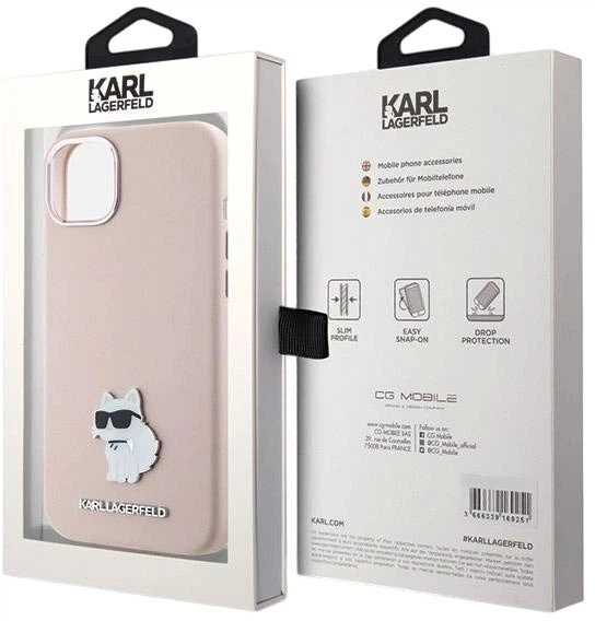 Панель Karl Lagerfeld Silicone Choupette Metal Pin для Apple iPhone 15 Pink (3666339166243) - зображення 8
