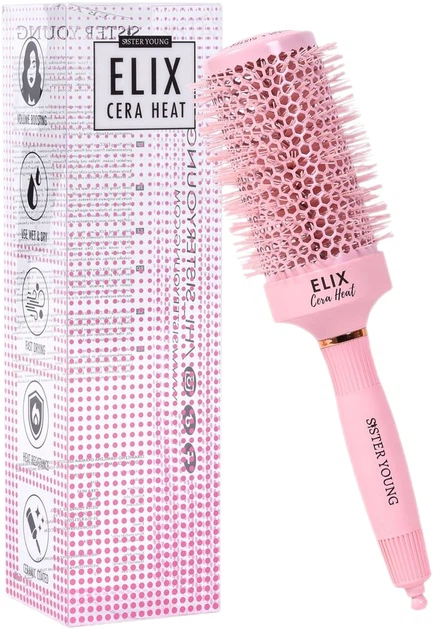 Okrągła szczotka do włosów Sister Young Elix Cera Heat 53 mm Różowa (5905490225962) - obraz 2