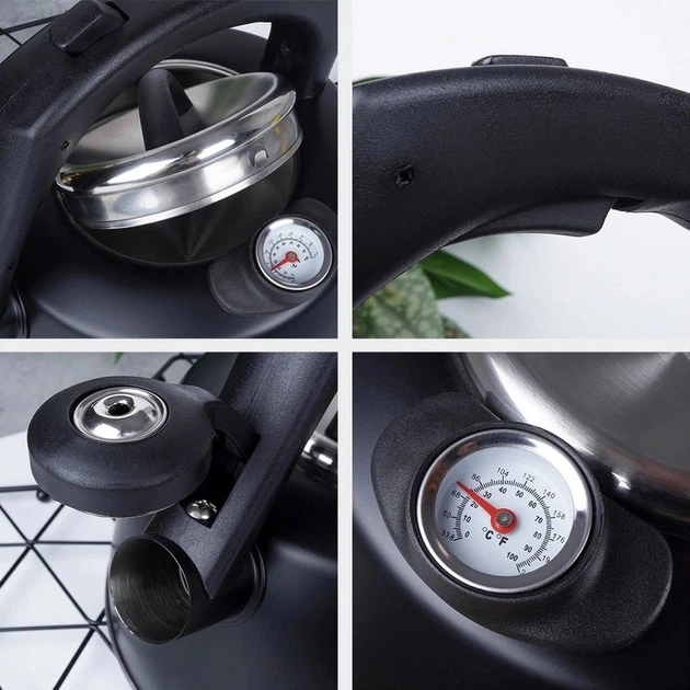 Чайник Vilde зі свистком сталевий чорний з термометром 3 л (5904316457112) - зображення 5