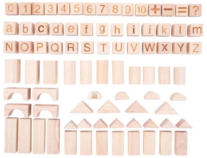 Набір дерев’яних кубиків Dorjee Natural 84 елементи DT26013 (6973840430525) - зображення 4