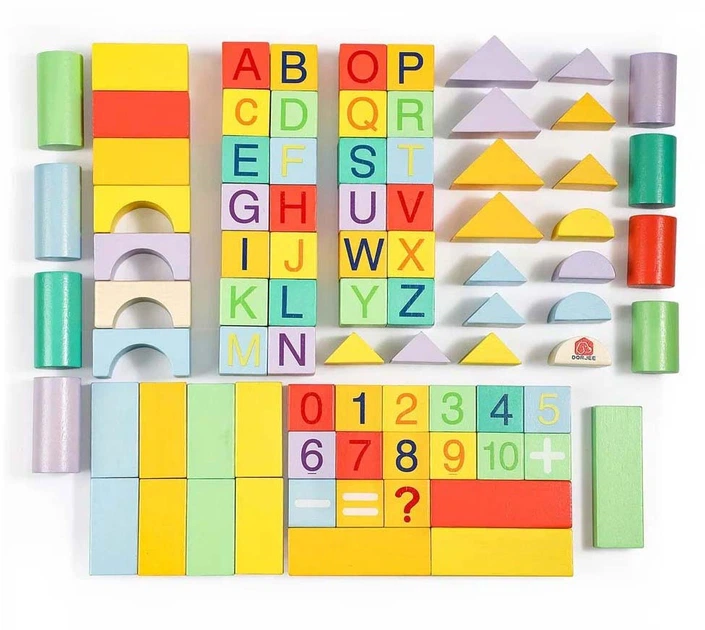 Набір дерев’яних кубиків Dorjee 84 елементи DT26014 (6973840430518) - зображення 3