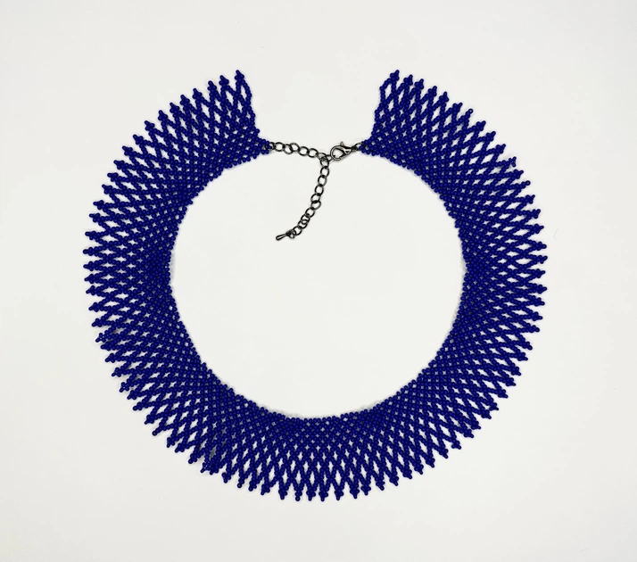 Колье-силянка из чешского матового бисера HatynkaUA Necklace 39 см Синий (SUN999_54) - Фото 1 Колье-силянка из чешского матового бисера HatynkaUA Necklace 39 см Синий (SUN999_54) - изображение 1
