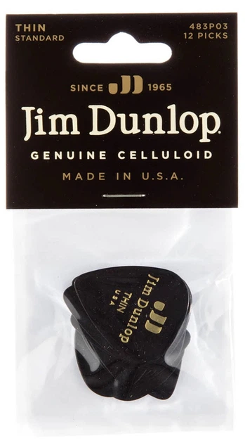 Медиаторы Dunlop 483P03TH Genuine Celluloid Black Thin Player's Pack (12 шт.) - Фото 1 Медиаторы Dunlop 483P03TH Genuine Celluloid Black Thin Player's Pack (12 шт.) - изображение 1