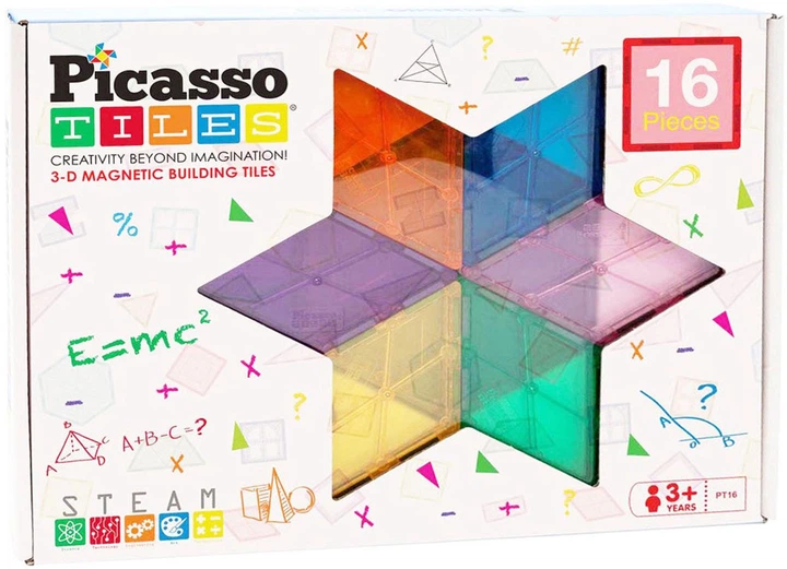 Klocki magnetyczne Picasso Tiles Geometria 16 elementów PT16 (0817338021979) - obraz 2