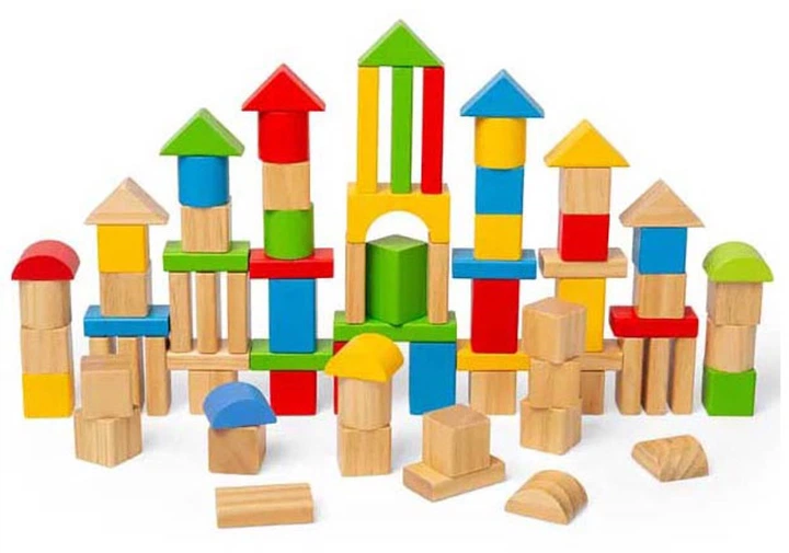 Набір дерев’яних кубиків Bigjigs Кольорові 80 елементів 37001 (0691621850015) - зображення 2