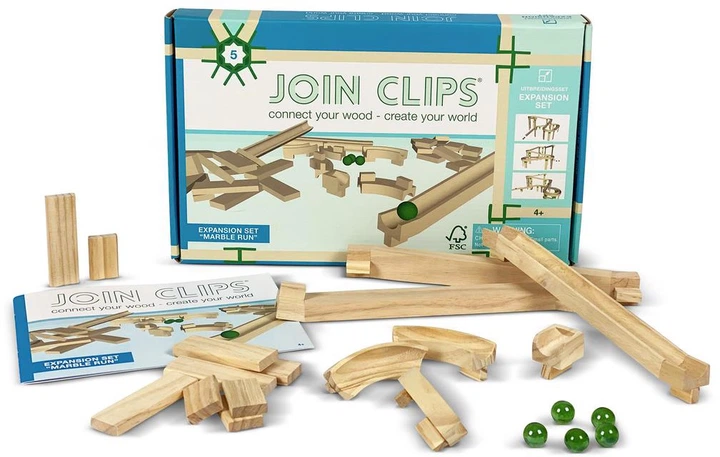 Набір дерев’яних кубиків Join Clips Expansion Marble Run 52 елементи 3599223 (7110933878959) - зображення 2
