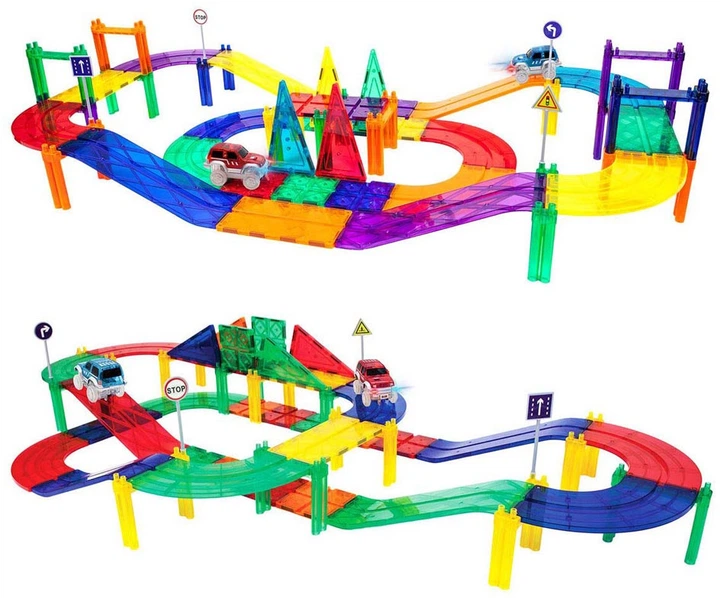 Klocki magnetyczne Picasso Tiles Tor wyścigowy 50 elementów PTR50 (0817338021726) - obraz 3