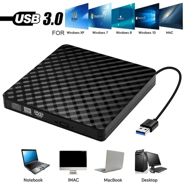 Внешний оптический привод DVD-RW DVD-USB 3.0 24Х Черный - изображение 2