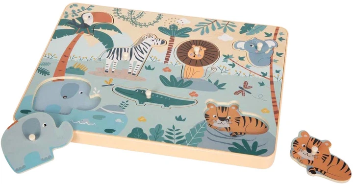 Puzzle drewniane Small Foot Safari z dźwiękami zwierząt 7 elementów 5420181 (4020972127556) - obraz 4