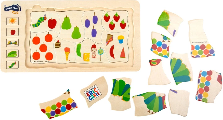 Пазл дерев'яний Small Foot 4 в 1 Голодна гусінь 36 елементів 5410154 (4020972104311) - зображення 2