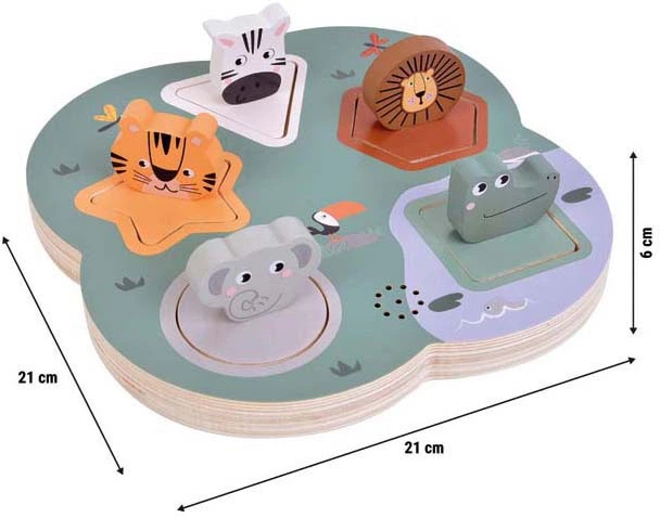 Puzzle 3D drewniane Small Foot Safari z dźwiękami zwierząt 5 elementów 5420180 (4020972127563) - obraz 5
