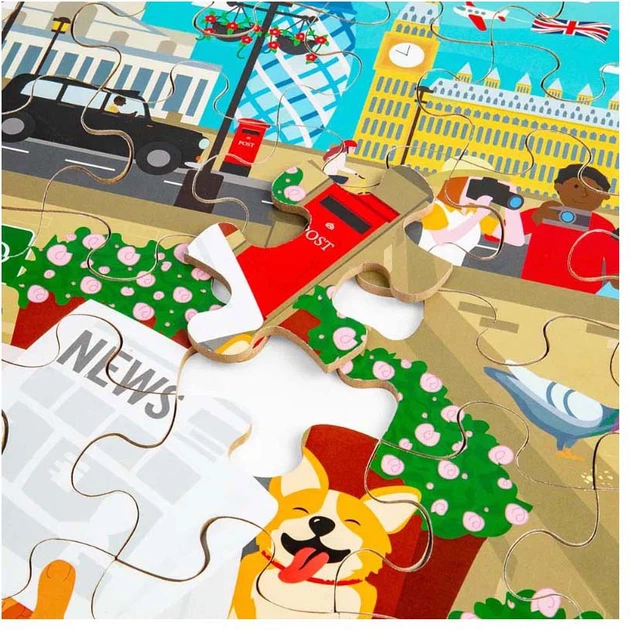 Пазл дерев'яний Bigjigs Місто Лондон 48 елементів 3000023 (691621850381) - зображення 3