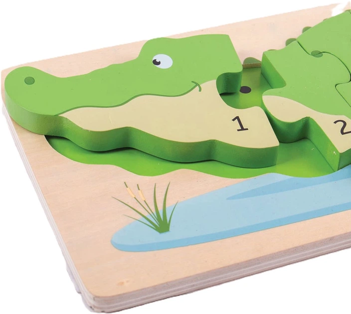 Puzzle drewniane Bigjigs Liczenie krokodyli 10 elementów 2999833 (691621190296) - obraz 3