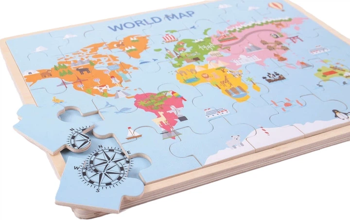 Пазл дерев'яний Bigjigs Мапа світу 35 елементів 2999635 (691621190982) - зображення 3