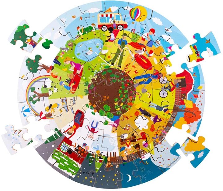 Пазл дерев'яний Bigjigs Пори року круглі 50 елементів 2999770 (691621810033) - зображення 3