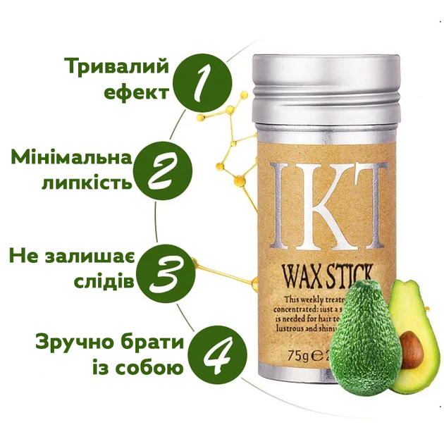 Віск-стик для укладки волосся тривалої дії 75 г IKT Wax Stick IKT-75 - зображення 2