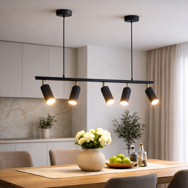 Люстра подвесная MSK Electric Tube в стиле лофт с поворотными плафонами NL 2450-5 BK - изображение 2