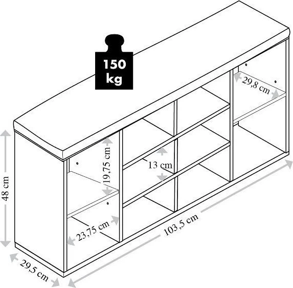Тумба для взуття Kesper для передпокою комод із сидінням (4000270159107)   - зображення 2