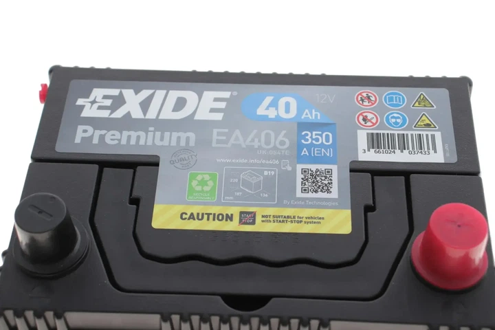 Акумулятор EXIDE EA406 KIA Picanto; Hyundai I10; Nissan Micra; Toyota Prius, Auris, Rav-4, Yaris; Suzuki SX4; Honda Civic, CR-Z, Jazz; Daihatsu Terios, Sirion; Mazda 626 DP370APU040CH0U, DP370APU040CK0U, LP370APE040CH0 - изображение 3