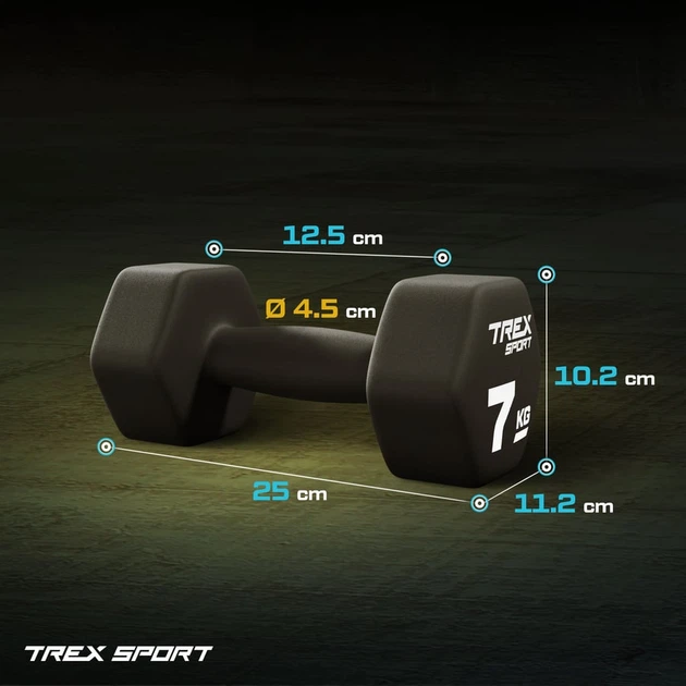 Гантелі для фітнесу неопренові TREX Sport TX-070VD 2x7кг - зображення 3
