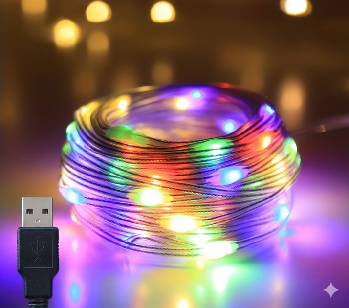 Гирлянда-нить "Радужная роса" SF11 - 10 м, 100 LED, мультиколор RGB, USB-питание - изображение 2